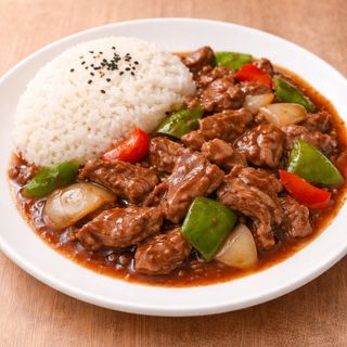 Arroz Blanco Con Ternera Salteada
