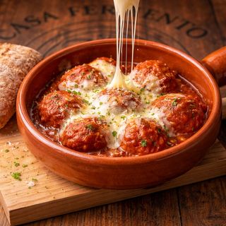 Albóndigas gratinadas en salsa