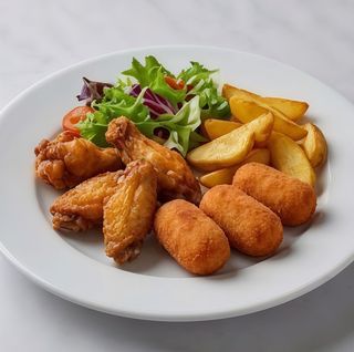 Alitas De Pollo Con Croquetas De Jamón