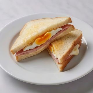 Sándwich De Jamón York Con Queso Y Huevo Frito