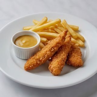 Fingers De Pollo Con Patatas Y Salsa De Miel Mostaza (Ración)