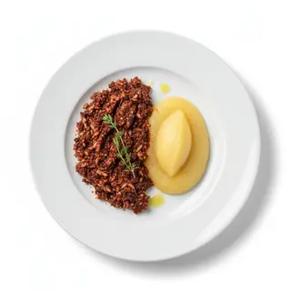 Crema De Morcilla De La Vega con puré de manzana