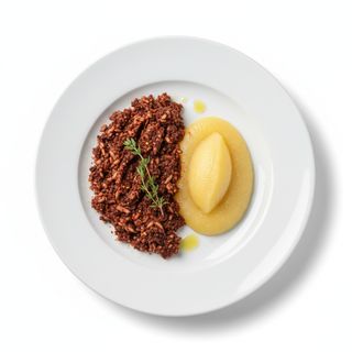 Crema De Morcilla De La Vega con puré de manzana
