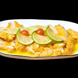 Chicken rebozado con salsa de limón