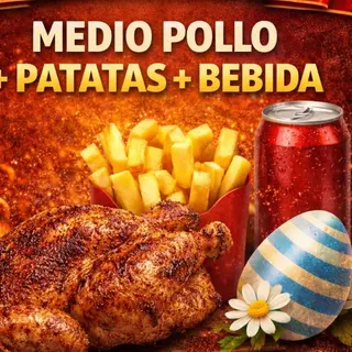 Medio Pollo + Patatas fritas + Benida