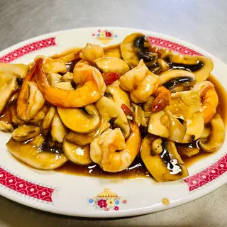 Gambas con champiñones