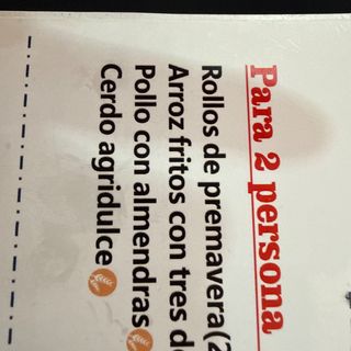 Menú para dos personas