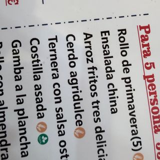 Menú para 5personas