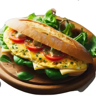 Bocata de tortilla francesa con Queso