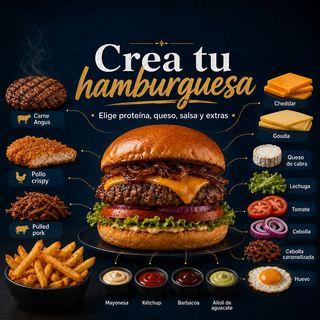 Crea tu hamburguesa + Patatas fritas