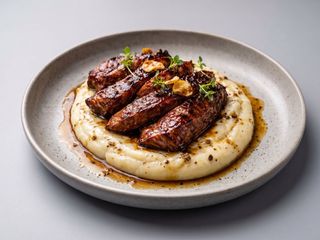 pluma Al-Andalus: pluma ibérica marinada con parmentier trufada