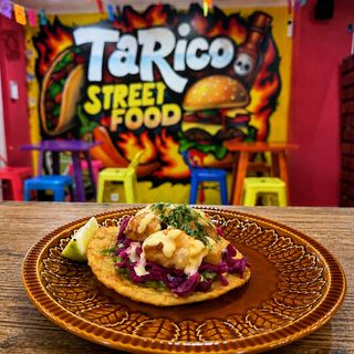 Taco de camarones en tempura