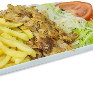 Plato kebab con qeuso