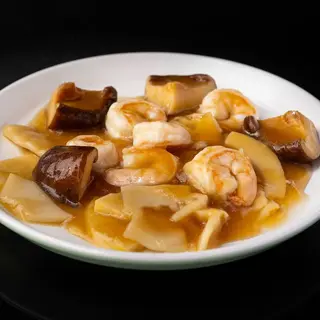 Gambas con Bambú y Setas