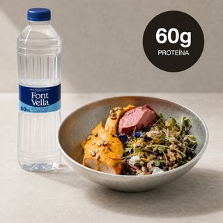 Bowl de pollo especiado bruta + agua mineral font vella 500ml