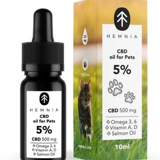 Hemnia Aceite de CBD en Aceite de Salmón 5 % – 500 mg CBD (10 ml) – Sin THC (ideal para gatos)