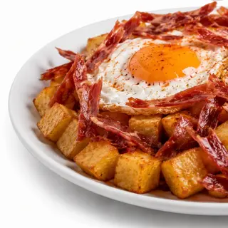 Huevos estrellados con jamón