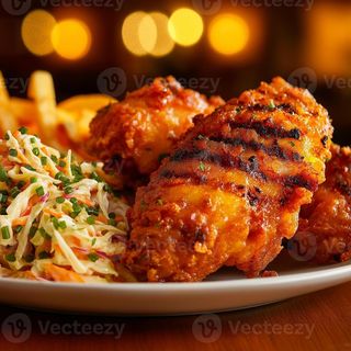 Pollo Frito Estilo Sureño con Patatas y Ensalada