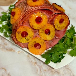 Jamón a la Plancha con Patatas, Huevo y Piña
