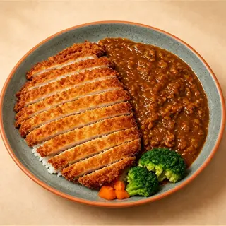 52.Arroz con ternera en salsa y pechuga de pollo frito