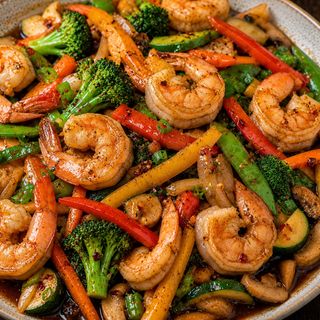 Salteado de Verduras con Langostino