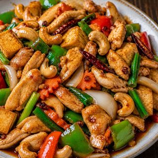 Salteado Tailandés con Anacardos y Pollo