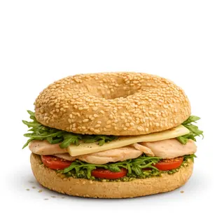 Bagel De Pollo Y Pesto