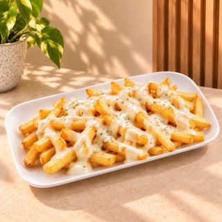 Patatas fritas con salsa de queso