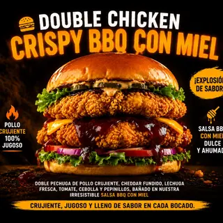 Munchy Double Chicken Crispy Bbq Con Miel
