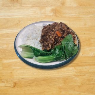 Berenjena China Salteada con Arroz Blanco