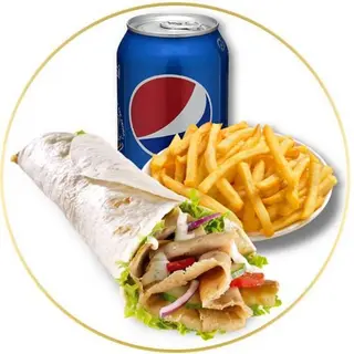 Menu Rollo Kebab con patata fritas y bebida