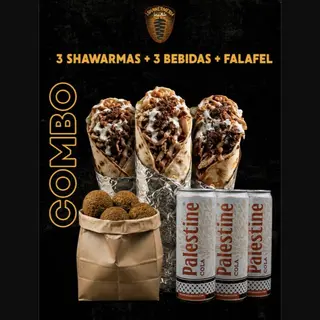 Menú 3 Shawarma + falafel bolsa (5pzs) + 3 Bebida