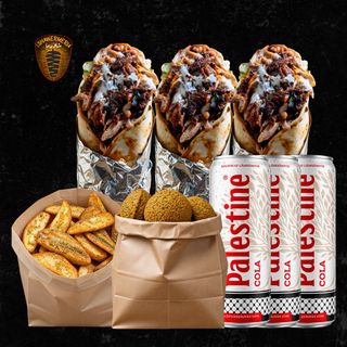 Menú 3P – 3 Shawarmas + Patatas Luxe o Falafel + 3 Bebidas