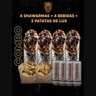 Menú 4 Shawarma + 2 Patatas Luxe + 4 Bebida