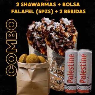 Menú 2 Shawarma + falafel bolsa (5pzs) + 2 Bebida
