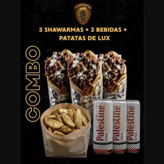 Menú 3 Shawarma + 1 Patatas Luxe + 3 Bebida