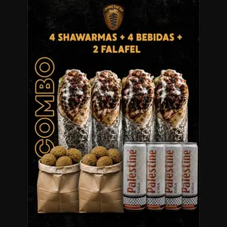 Menú 4 Shawarma + falafel bolsa (5pzs) + 4 Bebida