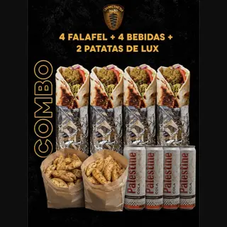 Menú 4 Falafel + 2 Patatas Luxe + 4 Bebida