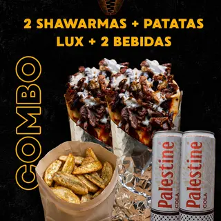 Menú 2 Shawarma + 1 Patatas Luxe + 2 Bebida