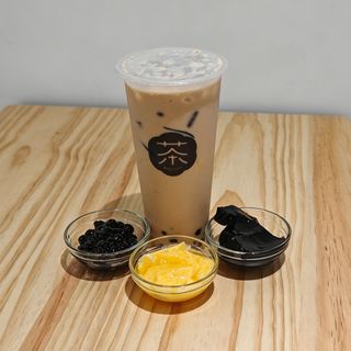 te con leche,flan,tapioca y gelatina hierba(700ml)