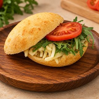 Sándwich De Pão De Queijo — Mozzarella, Tomates y Rúcula (Sin Gluten)