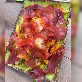 Huevos Rotos Jamón Con Pimientos