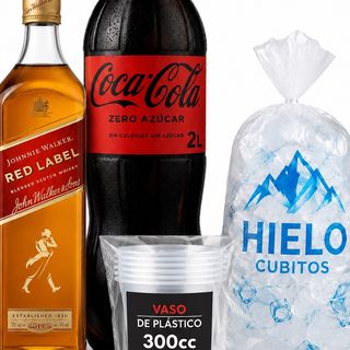 Red Label+Coca-Cola Zero+Hielo+Pack De Vaso 300cc