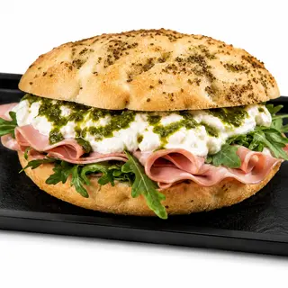 Focaccia sin Gluten de Mortadella & Stracciatella