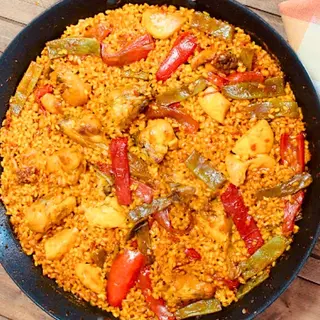 Arroz con pollo y con verdura casera