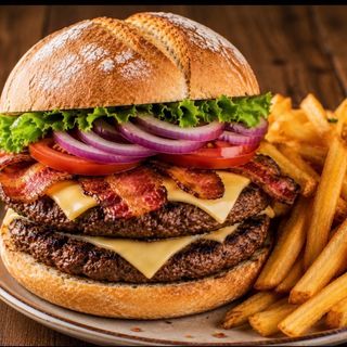 Hamburguesa Doble carne con bacon y queso
