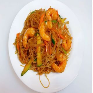Fideos De Arroz Con Gambas