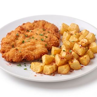 Escalope de pollo con guarnición