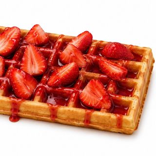 Gofre Con Fresa Y Sirope De Frutos rojos