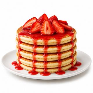 Tortitas Con Fresas Y Sirope De Frutos Rojos